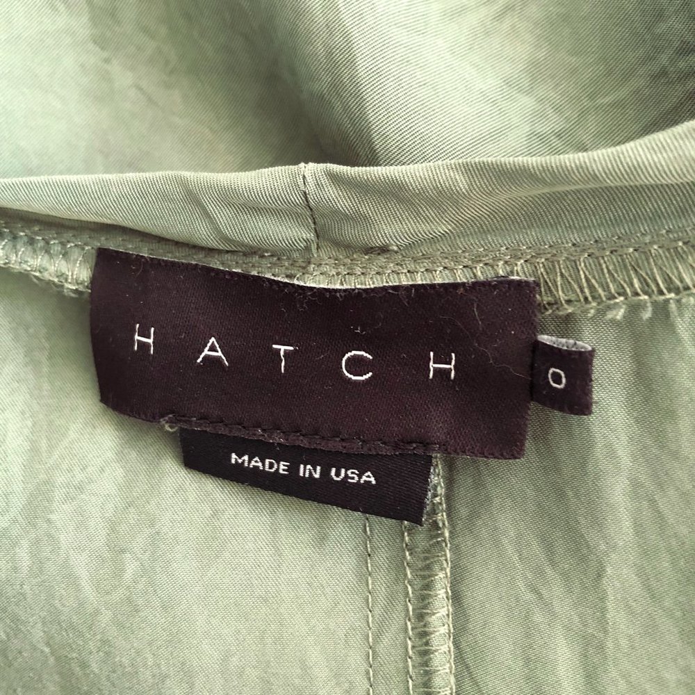Hatch Collection maternity sage green Linnea cupro button side midi dress - Picture 7 of 8